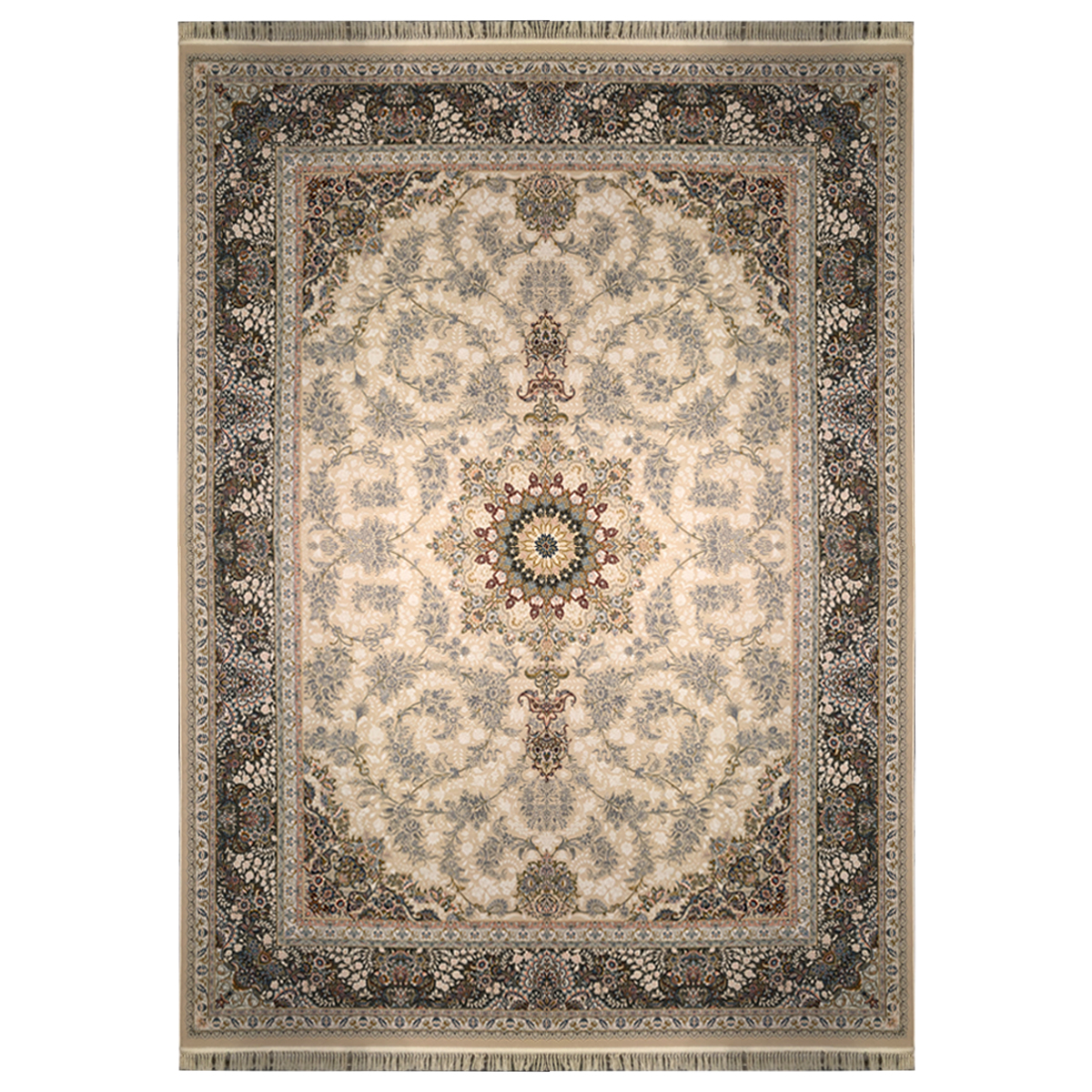 فرش ماشینی 1200 شانه طرح محراب نسکافه ای گل برجسته HB12-601