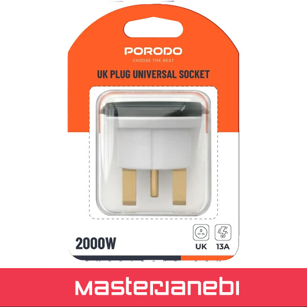 مبدل برق 2000 وات پرودو Porodo 2000W UK Plug Universal Socket PDKT168BU