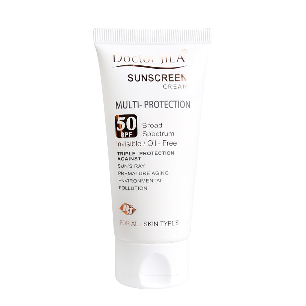 کرم ضد آفتاب بی رنگ مولتی پروتکشن SPF50 فاقد چربی دکتر ژیلا