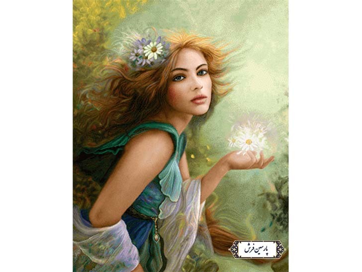 نخ و نقشه تابلو فرش چهره زیبای دختر - کد NC6355