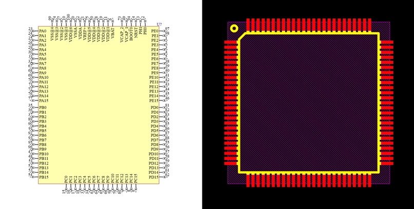 فوت پرینت میکروکنترلر STM32F407VET6