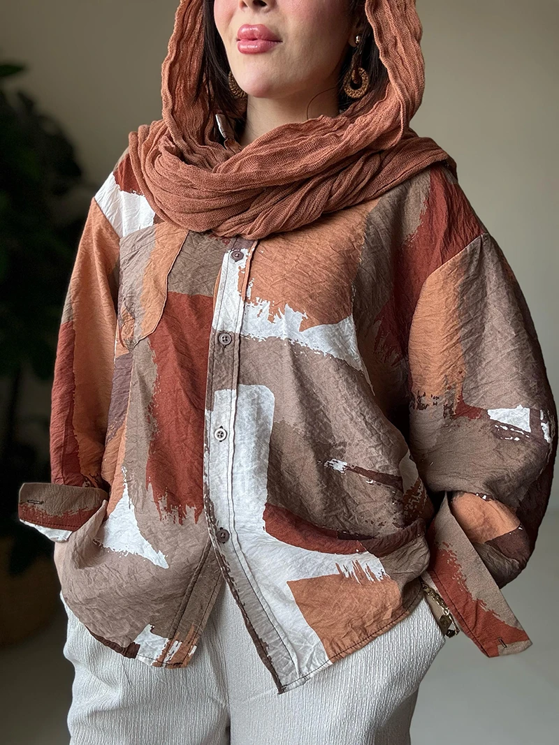 شومیز ترک آجری پتینه