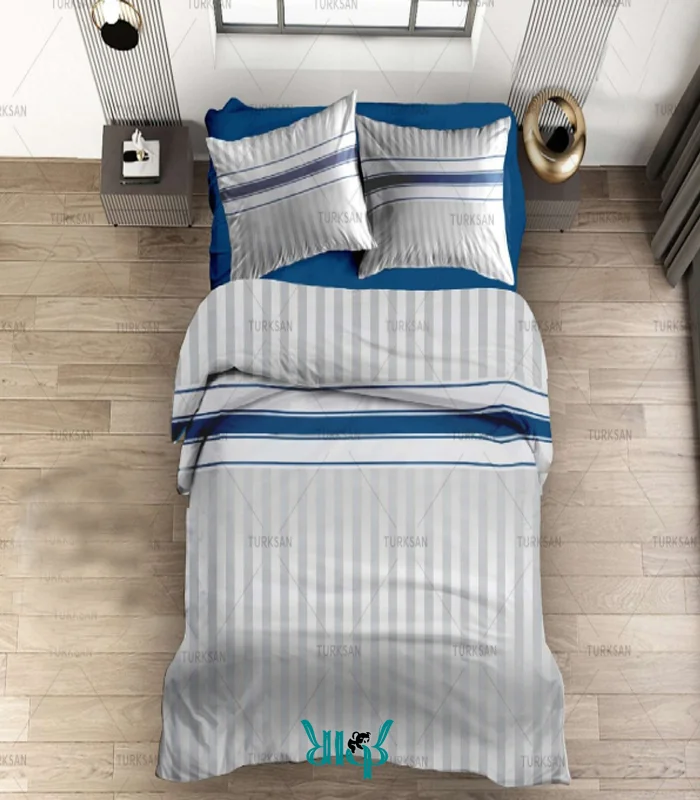روتختی آبی و سفید دونفره راه راه کد d554