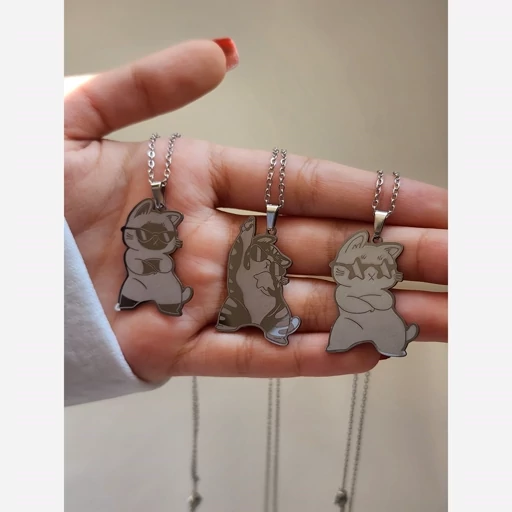 گردنبند رنگ ثابت استیل طرح گربه