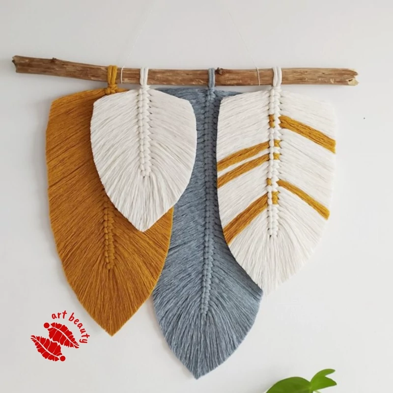 دیوارکوب برگ مکرومه طرح نازی برند ریسمونک و رنگ دلخواه