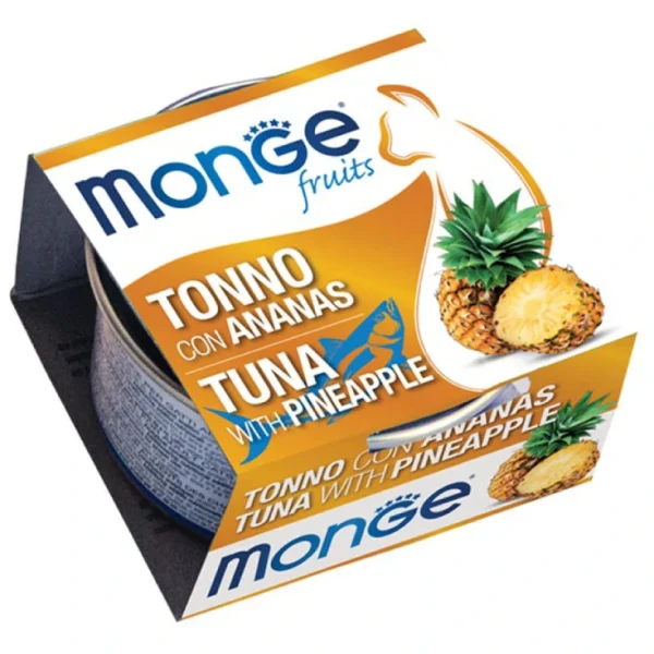 کنسرو گربه بالغ مونژه ماهی تن و آناناس Monge Fruits Tuna With Pineapple