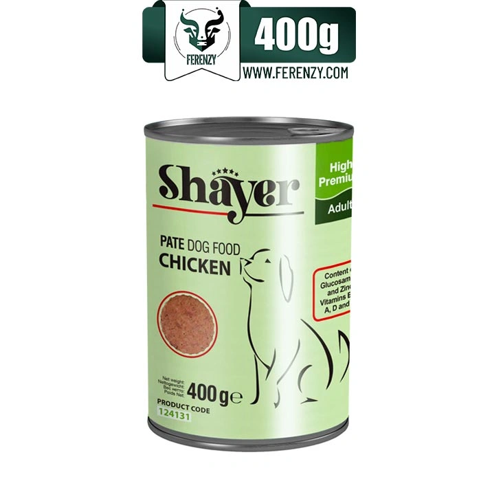 کنسرو سگ شایر طعم مرغ مدل پته وزن 400 گرم Shayer Pate Dog Food Chicken