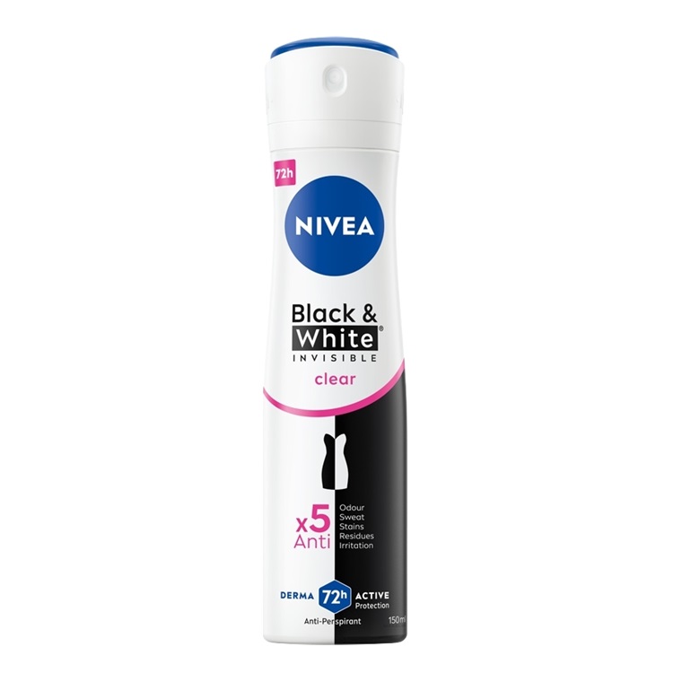 اسپری دئودرانت زنانه نیوآ Nivea مدل Black & White Invisible Clear