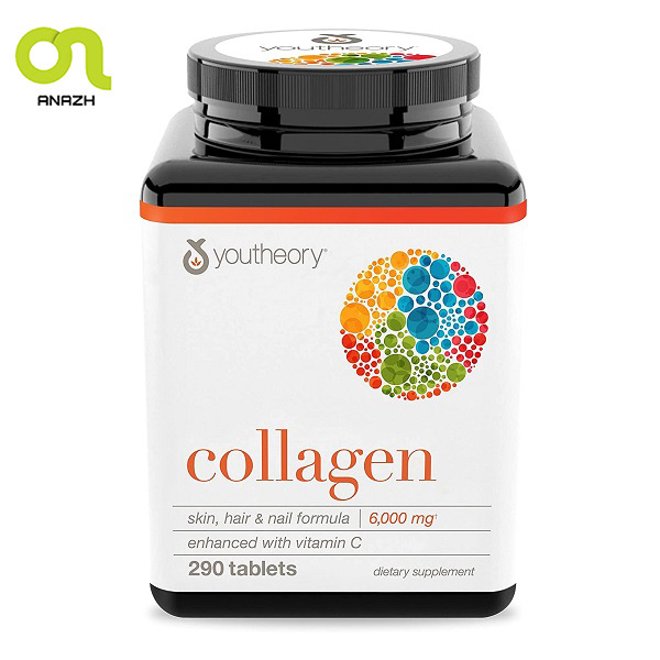 تقویت کننده کلاژن یوتئوری اصل تقویت مو ، ناخن و بدن ا Youtherory Collagen + Biotin Skin & Hair & Nailدارای ویتامین C حاوی 290 عدد-اناژ