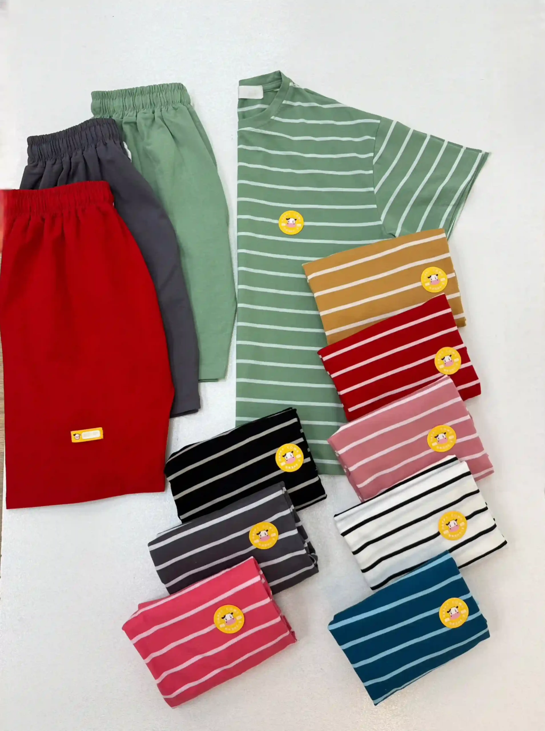 تیشرت شلوارک راه راه گاو-5923