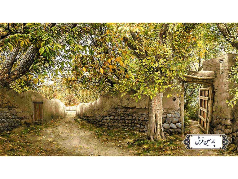 نخ و نقشه تابلو فرش کوچه باغ پاییزی - کد NV927