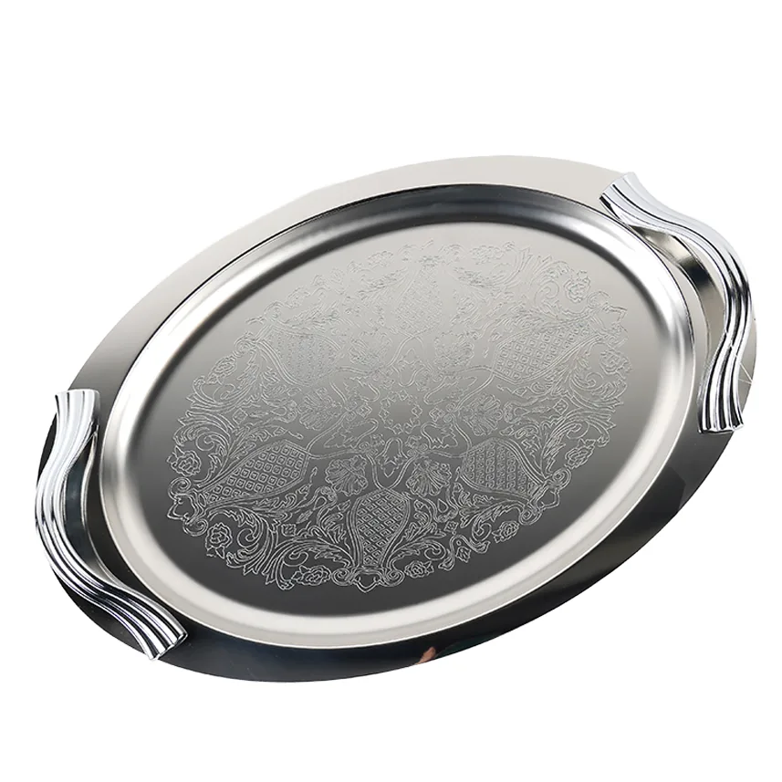 سینی استیل بیضی گلدار SOLE- 1537P