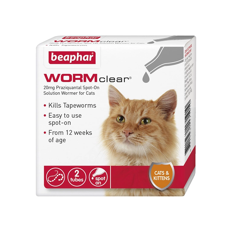 قطره ضد انگل گربه بیفار مدل WORMclear بسته ۲ عددیBeaphar WORMclear® Spot-On for Cats