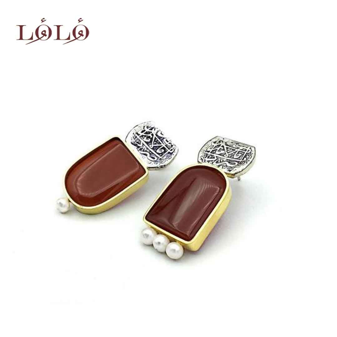 گوشواره نقره عقیق و سکه