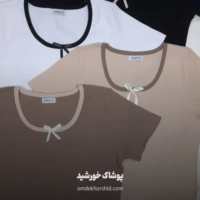 کراپ یقه گرد پاپیونی(فانتزی)