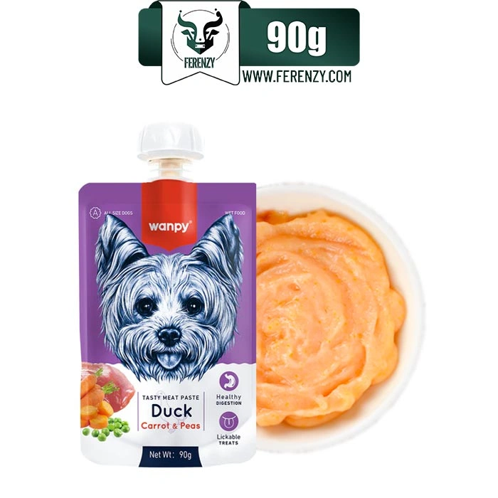 پودینگ سگ ونپی طعم اردک حاوی هویج و نخودفرنگی وزن 90 گرم Wanpy Duck & Carrot & Peas