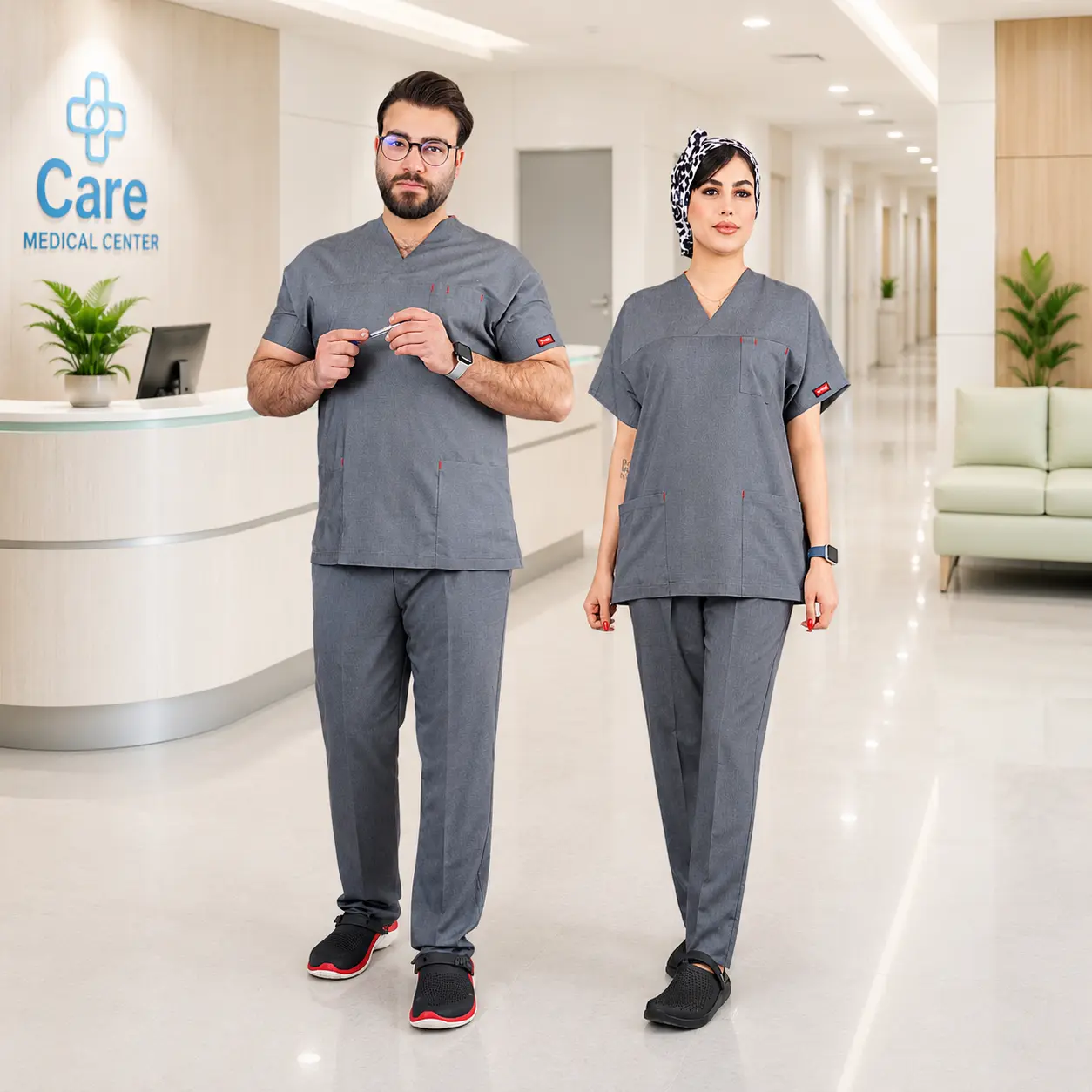 اسکراب شلوار مدل (U-flex) طوسی جین
