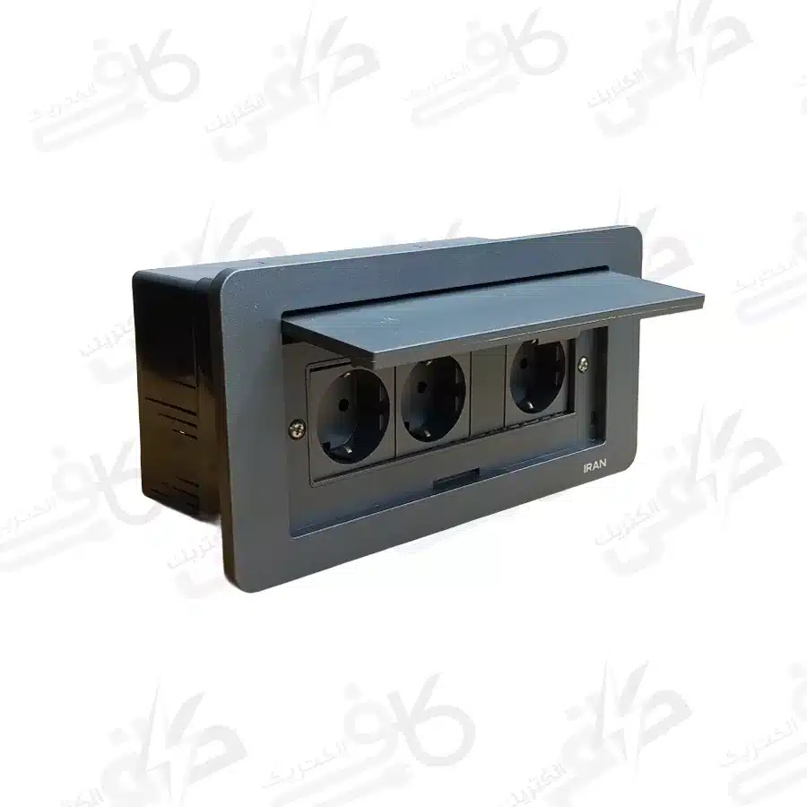 پریز کابینتی میزی توکار  زغال سنگی ایران الکتریک
