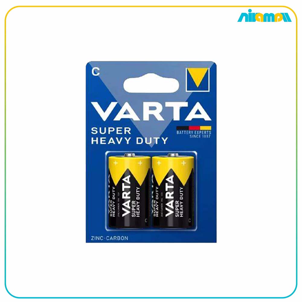 باتری زینک کربن متوسط سایز C وارتا Heavy Duty بسته 2 عددی