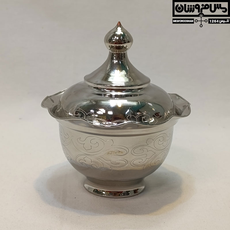 قندان مسی آبکاری کروم مدل راسمین