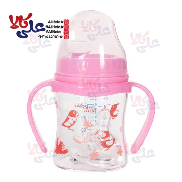شیشه شیر پیرکس دسته دار بیبی لند مدل 495/496 ظرفیت 150میل