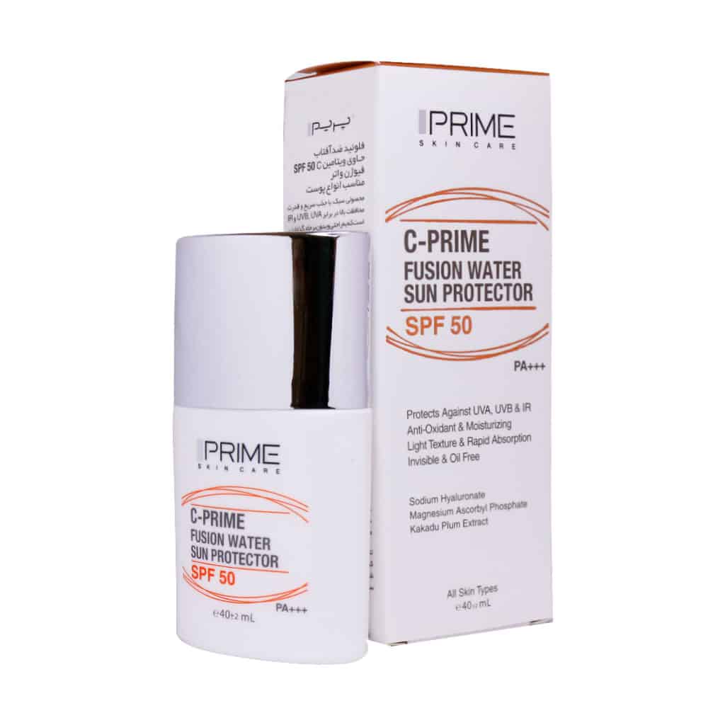 فلوئید ضد آفتاب SPF50 فیوژن واتر پرایم حاوی ویتامین C