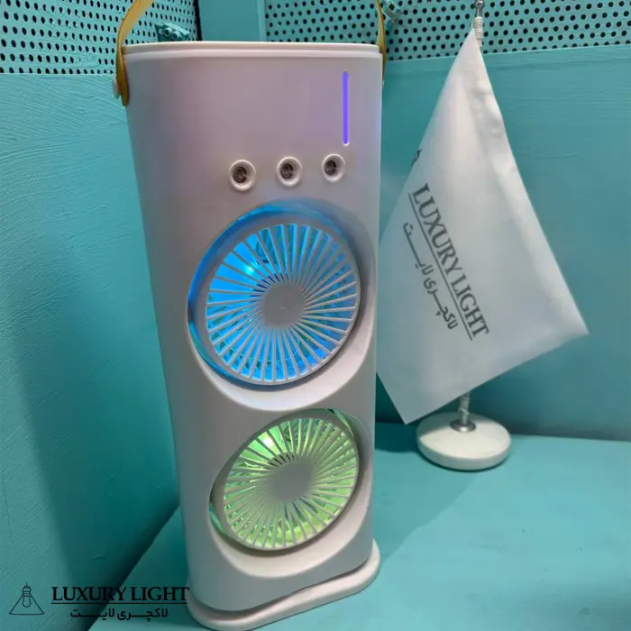 پنکه مه پاش شارژی دوطبقه Double-ended Spray Fan -دارای رقص نور