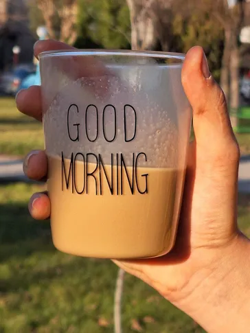 لیوان پیرکس بدون دسته GOOD MORNING _ وارداتی