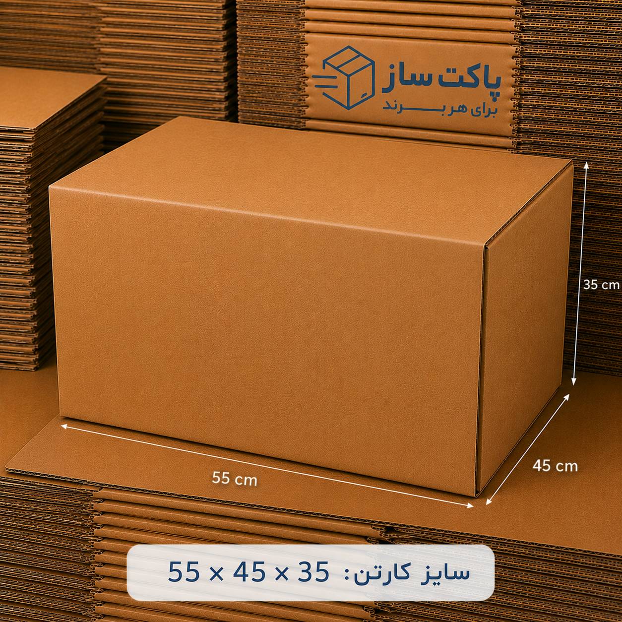 کارتن سه لایه اماده بدون چاپ 35*45*55