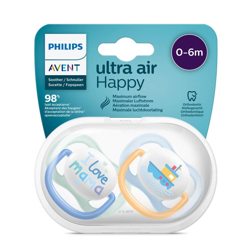 پستانک اونت اولتراایر مدل کشتی و لاو پاپا مناسب نوزاد ۰ تا ۶ ماه Philips Avent Ultra Air