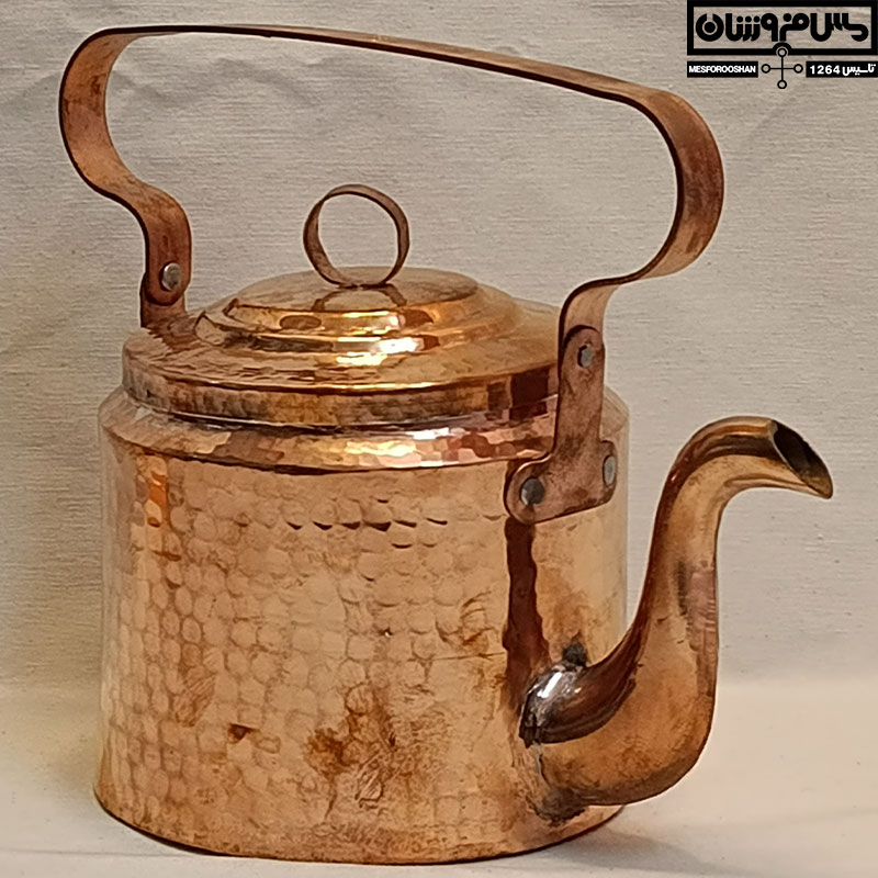 کتری مسی تمام دستساز زنجان دسته دار طرح قدیمی | 1/5 لیتر | مدل چوپانی