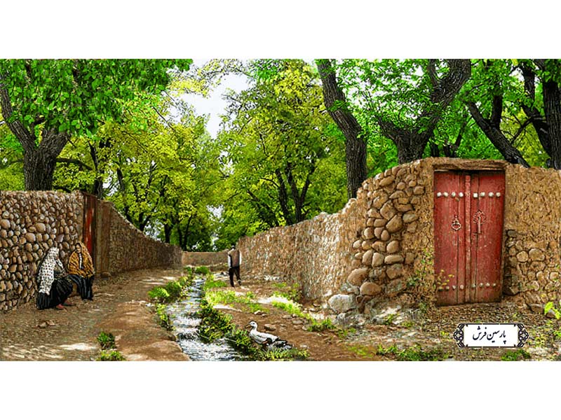 نخ و نقشه تابلو فرش کوچه باغ یاد ها - کد NV800