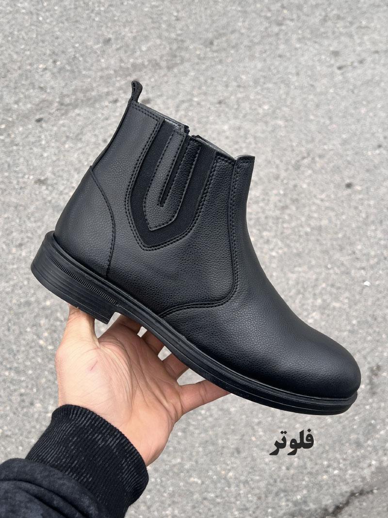 بوت مردانه مدل چلسی چرم بغل زیپ طرح یزدی -کد 1248
