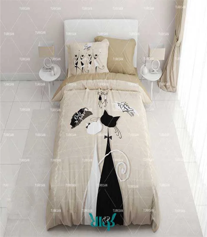 روتختی سفید سیاه طرح گربه کد d158