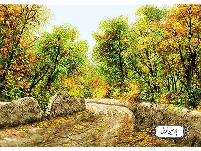 نخ و نقشه تابلو فرش کوچه باغ - کد NV956