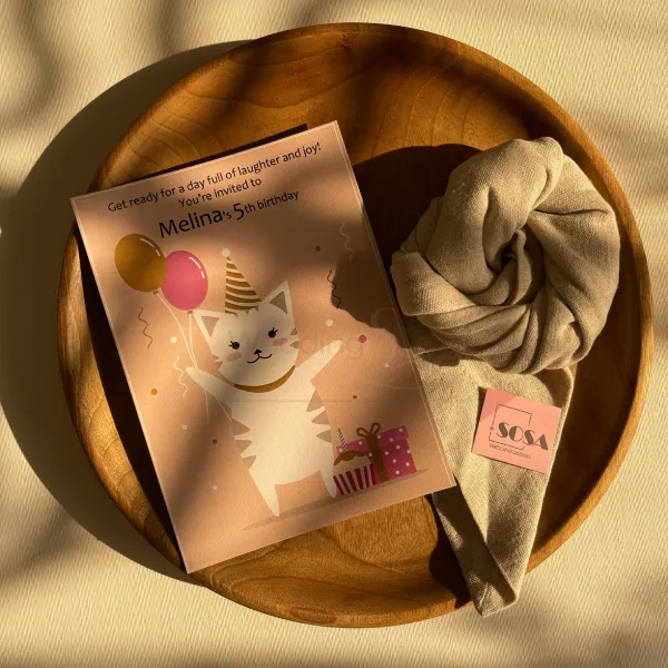 کارت دعوت Pink Party Cat