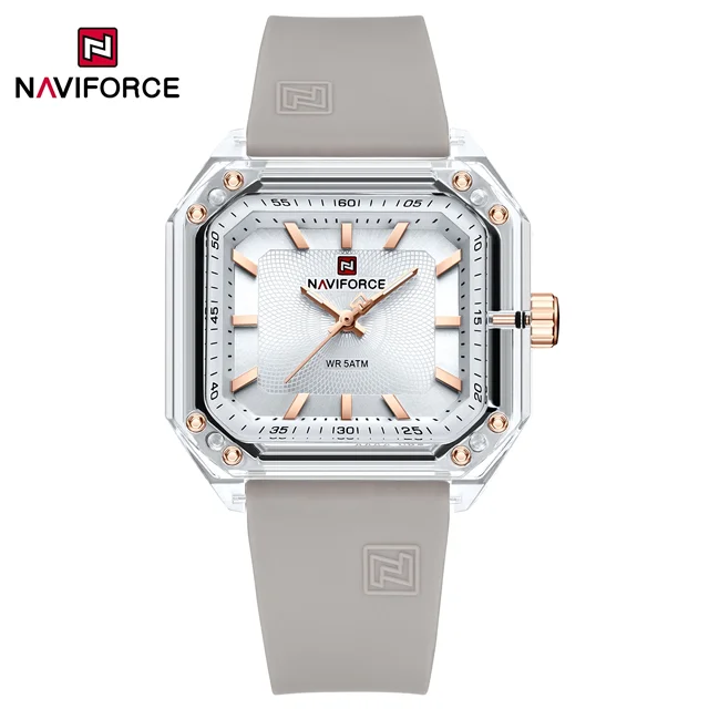 ساعت مچی کژوال کوارتز ژله ای سیلیکونی اسپرت رنگارنگ اکریلیک مربعی مد Naviforce NF7106 swgy