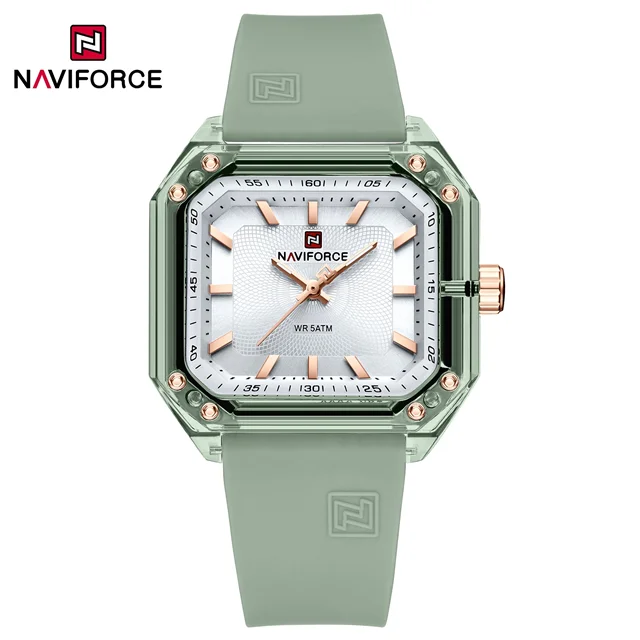 ساعت مچی کژوال کوارتز ژله ای سیلیکونی اسپرت رنگارنگ اکریلیک مربعی مد Naviforce NF7106 gnwgn