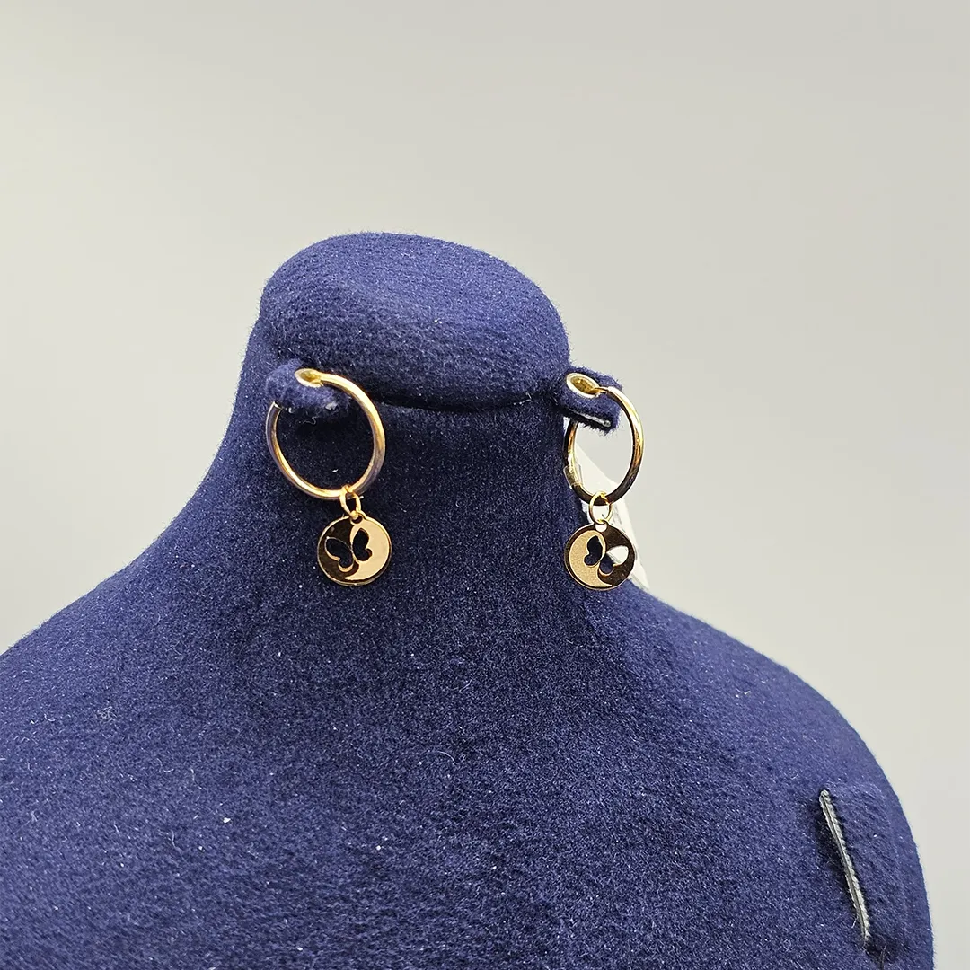 گوشواره حلقه ای پلاک پروانه E162