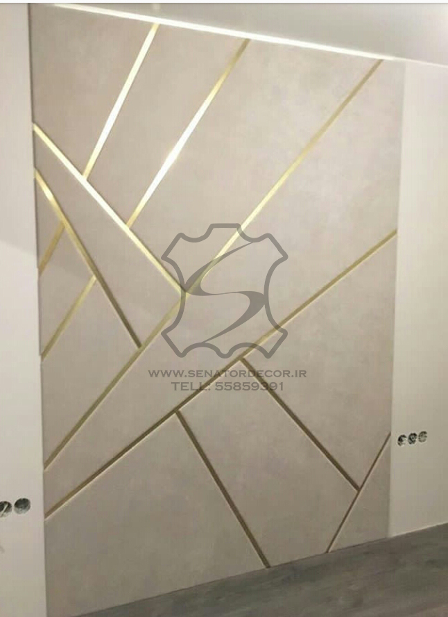 دیوار پوش چرم و استیل-leather and stainless wall panel