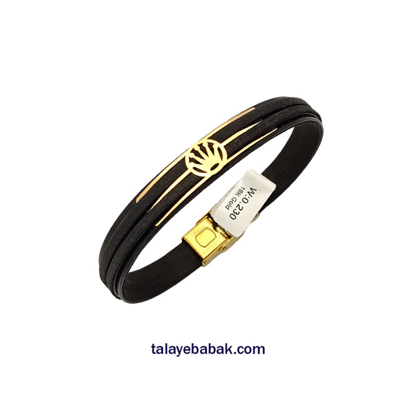 دستبند چرم و طلا  DM108 مشکی