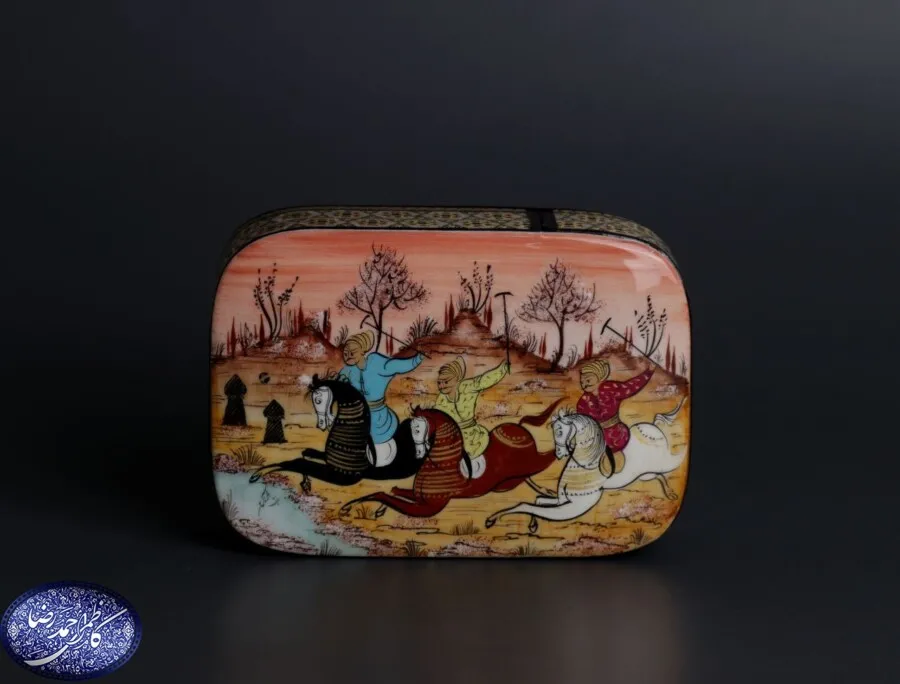 جعبه خاتم کشویی سیمی چوگان (غروب) کاظمی