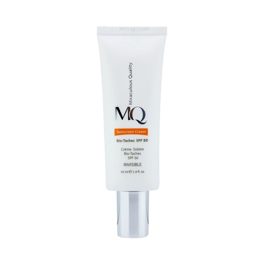 کرم ضدآفتاب بی‌رنگ ام کیو SPF50 مدل BIO TACHES مناسب انواع پوست