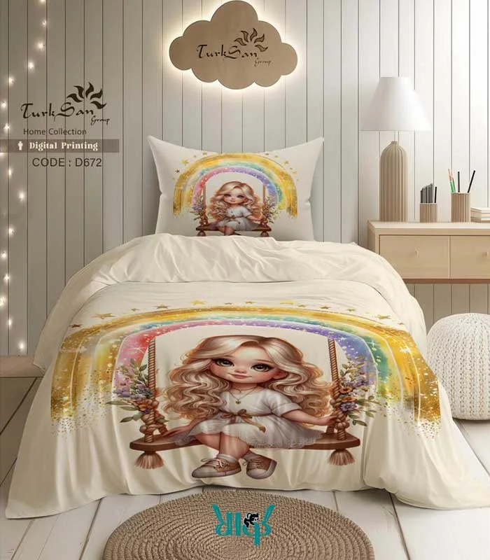 روتختی یک نفره سفید طرح دختر کد d672