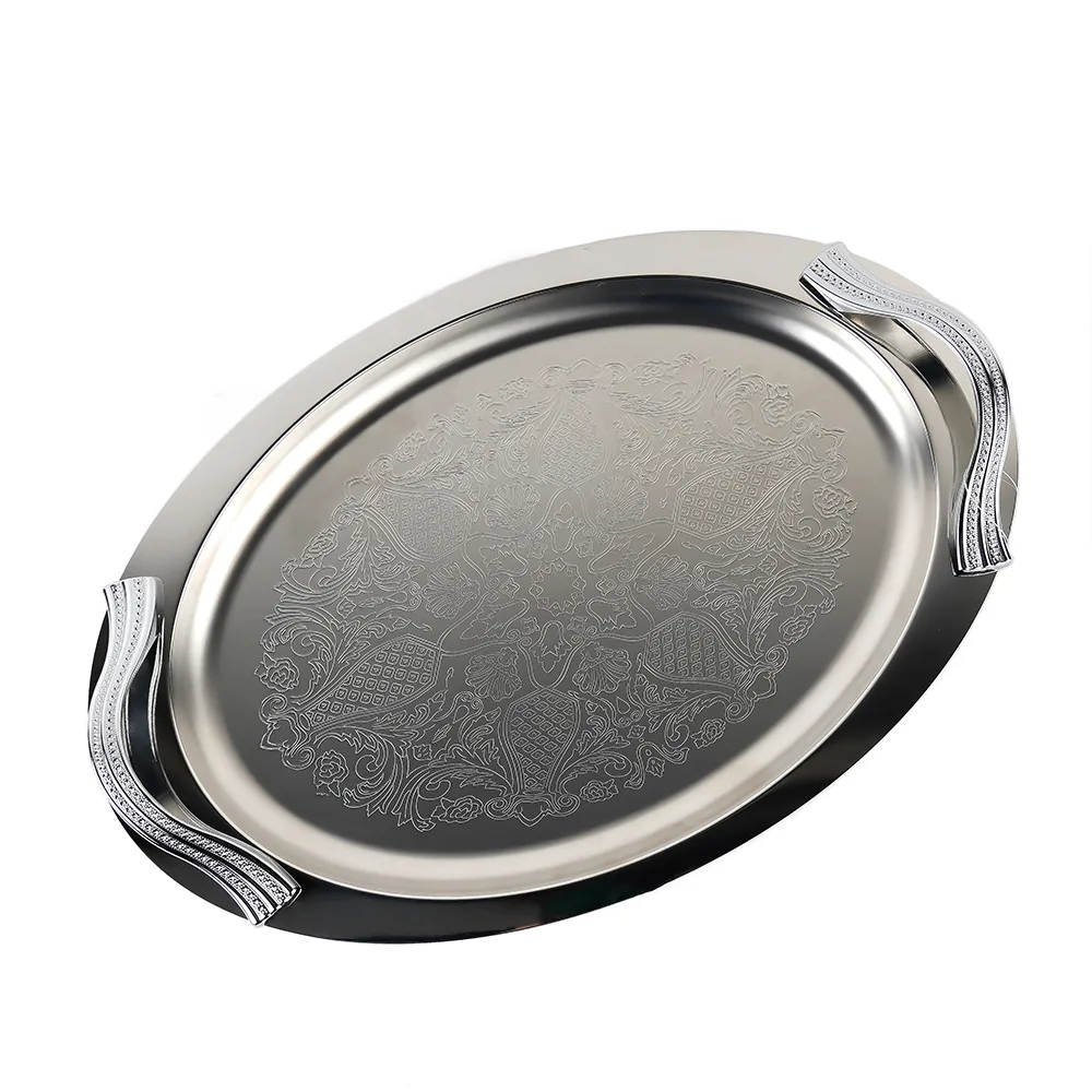 سینی استیل بیضی گلدار SOLE- 1577P
