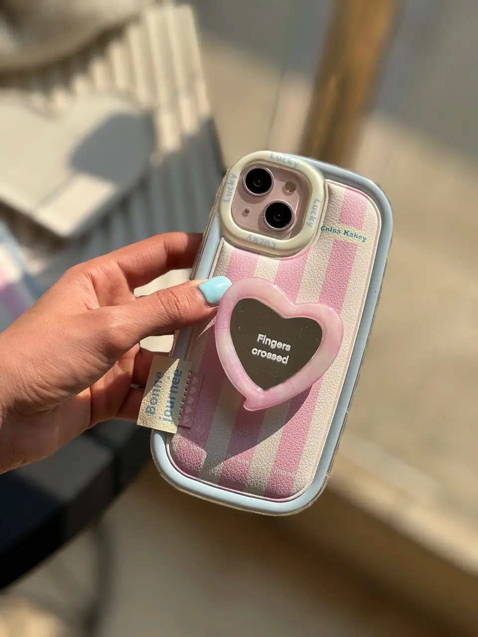 قاب Victoria's Secret با پاپ سوکت قلبی آینه ای (کدC1602)