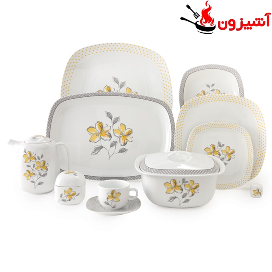 سرویس 98 پارچه 12 نفره طرح والنسیا زرد