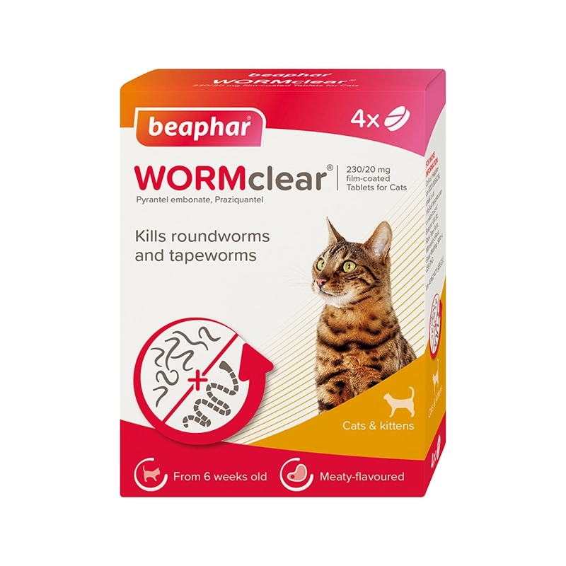 قرص ضد انگل گربه بیفار مدل WORMclear Beaphar WORMclear® Tablets for Cats بسته ۴ عددی