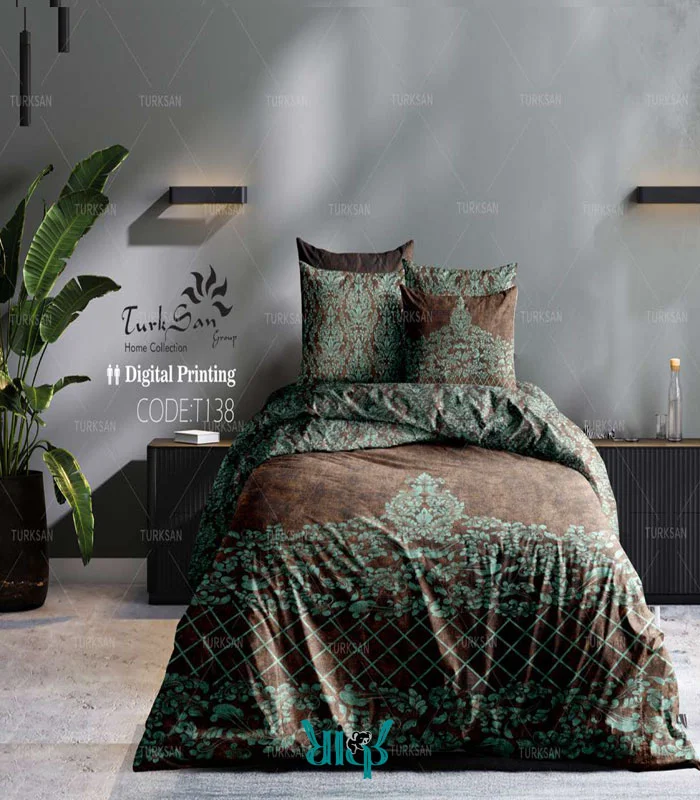 روتختی سبز گلدار دونفره کد T138
