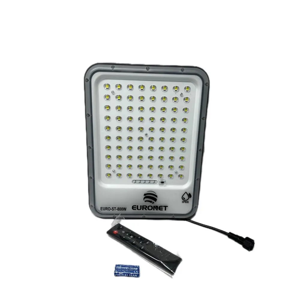 پروژکتور خورشیدی 800 وات یورونت مدل EURO‑ST‑800W با ریموت کنترل و پنل شارژ خورشیدی ضد آب